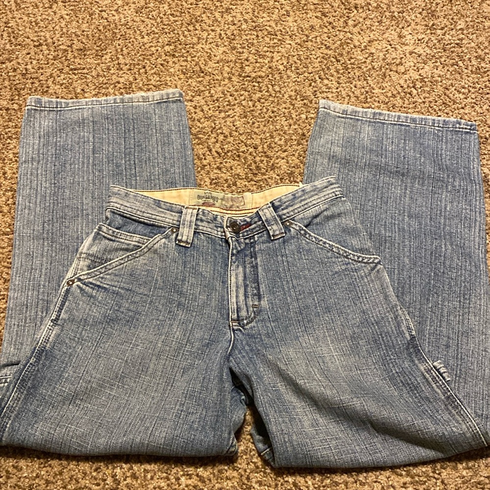 Lee Dungaree boys 12slim carpenter pants. Blue distressed denim.